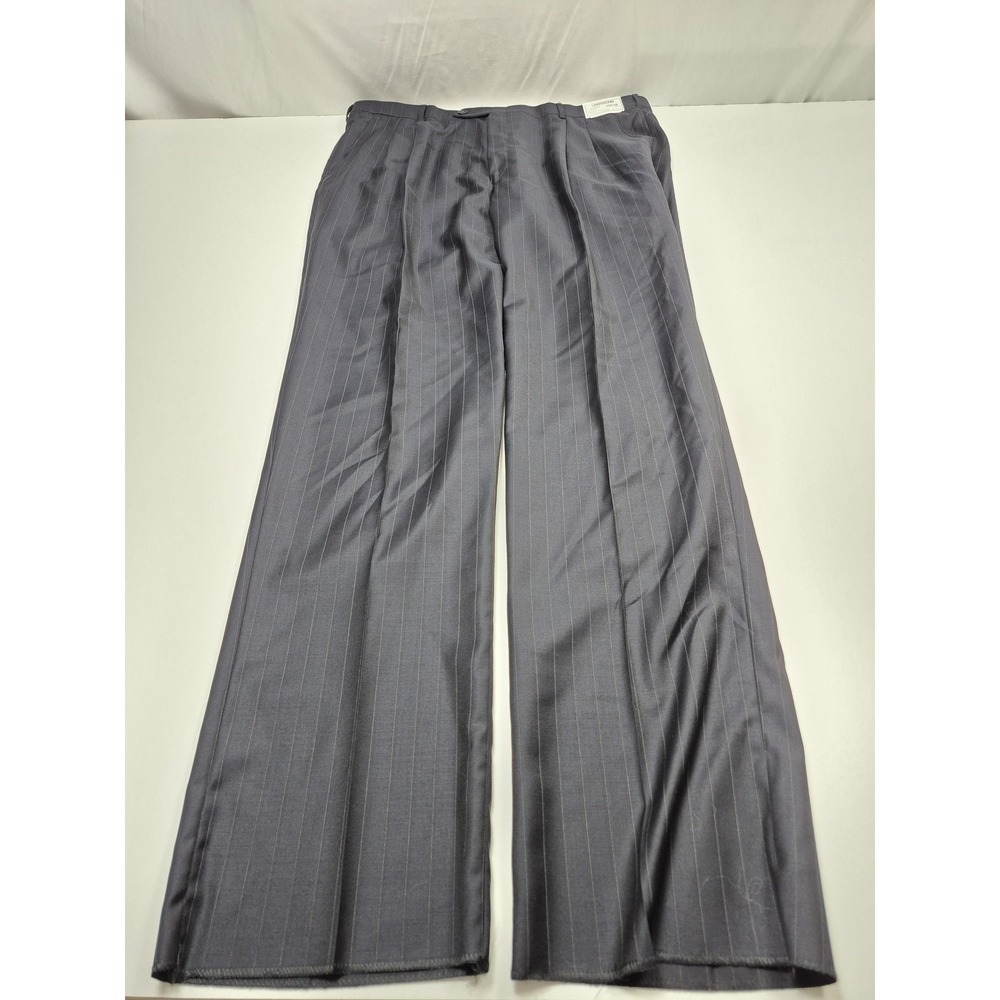 Gibson Dress Pants Mens 40x36 Wool Gray Pinstripe Pleated Straight Unhemmed NWT